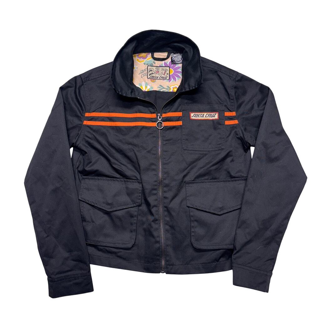 Santa Cruz Jacket Womens XS Black Sundown Full Zip Workwear Skateboards Canvas